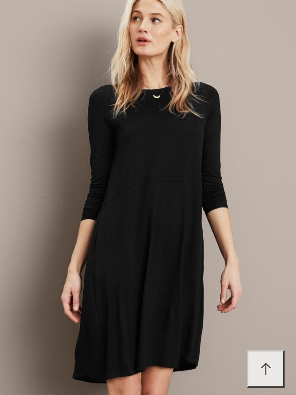 Women's Black Long-Sleeve A-Line Dress